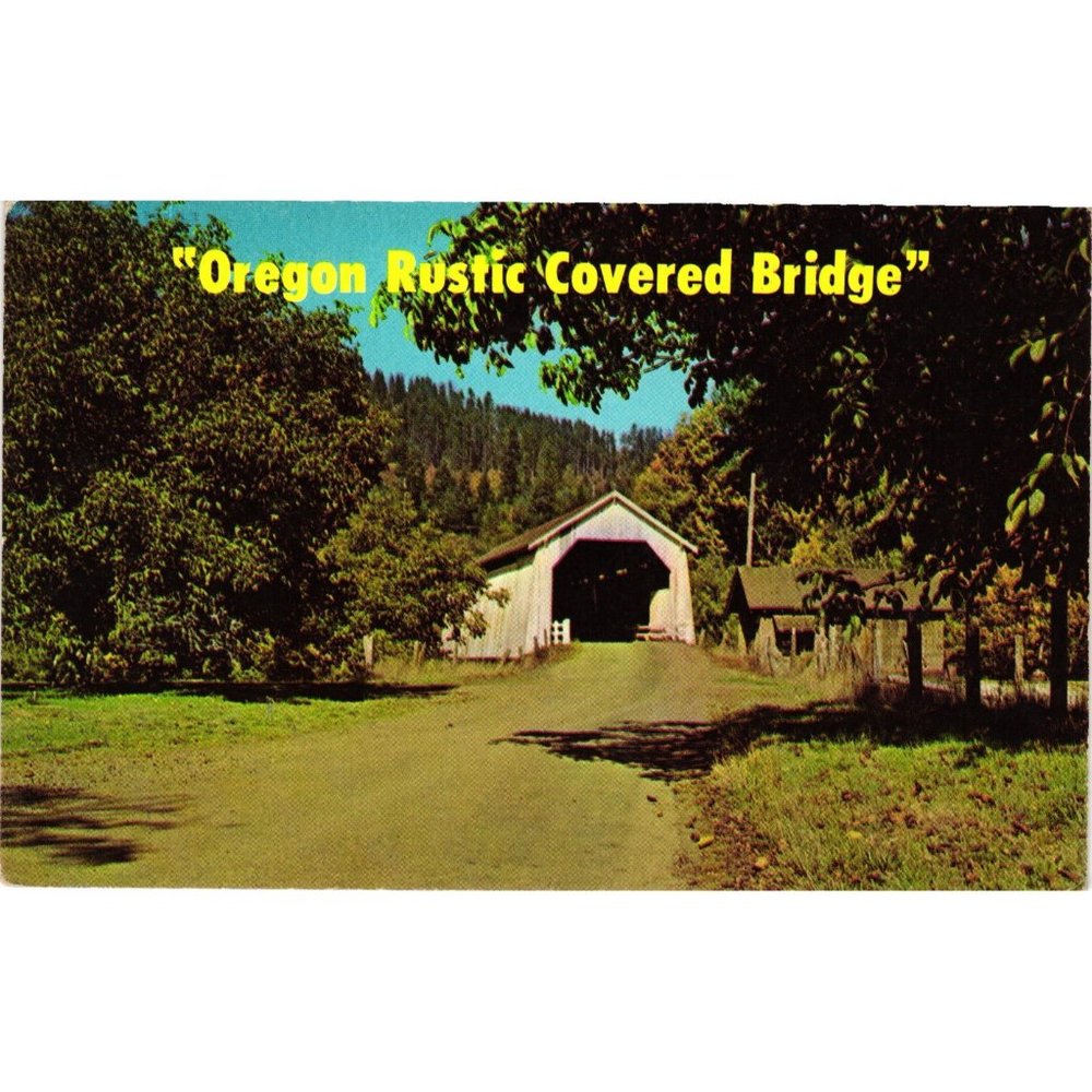 Hayden Covered Bridge Postcard Travel Souvenir Unposted Oregon Rustic Vintage